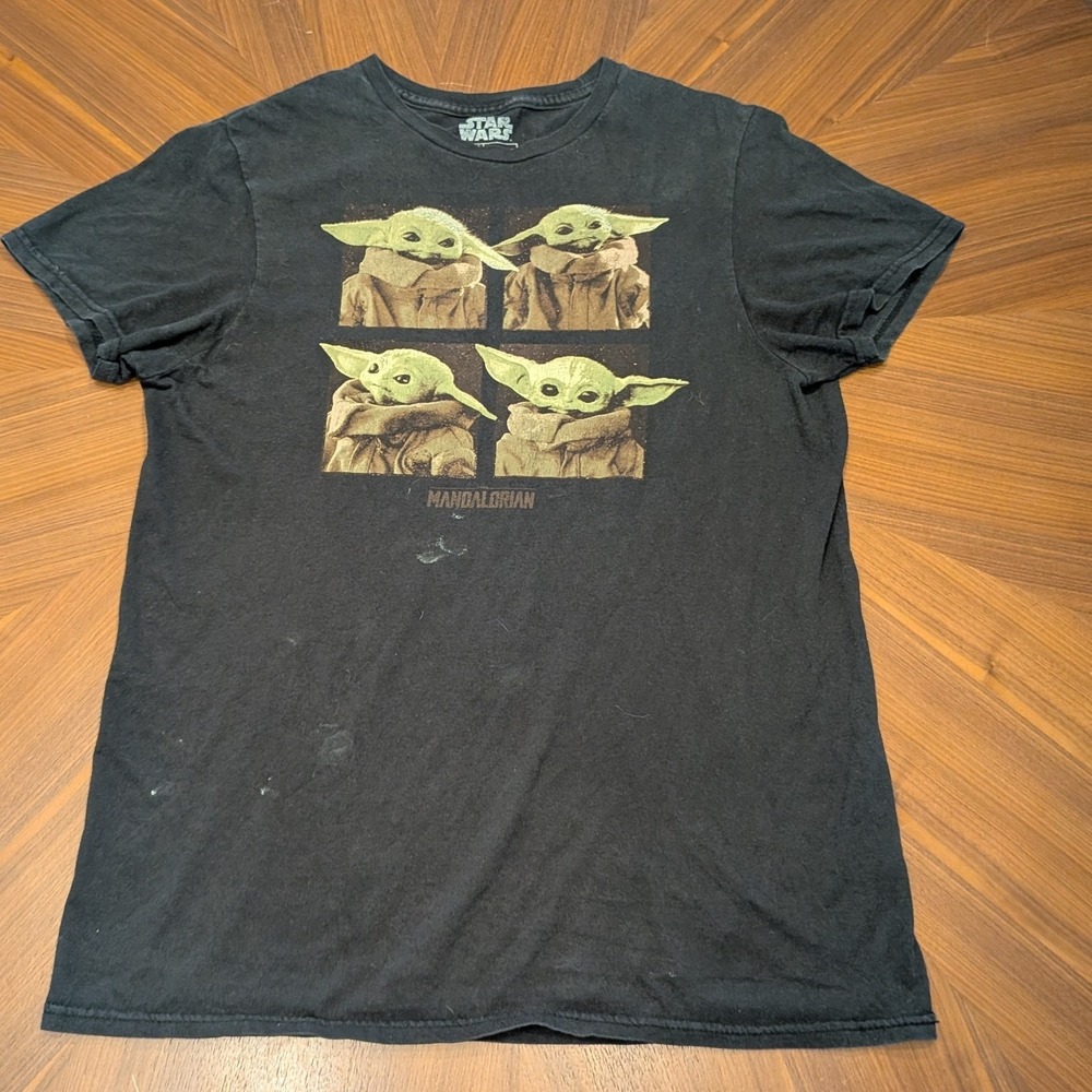 Star Wars Mandalorian T-Shirt Mens Medium Black Fair Grogu Baby Yoda Fifth Sun